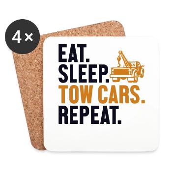 Eat Sleep Tow Cars Repeat Tow Truck Driver - Coasters (set of 4) - white - Front