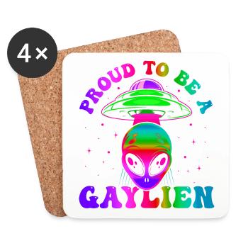 Gender Lesben, Schwule, Trans, Queer Regenbogen - Untersetzer (4er-Set) - Weiß - Vorne