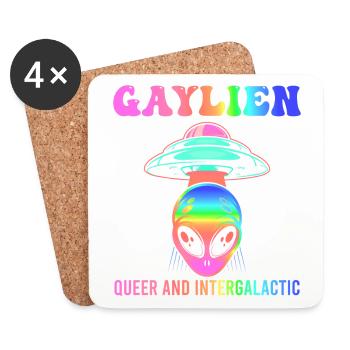 Gender Lesben, Schwule, Trans, Queer Regenbogen - Untersetzer (4er-Set) - Weiß - Vorne