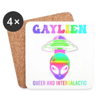 Gender Lesben, Schwule, Trans, Queer Regenbogen - Untersetzer (4er-Set) - Weiß - Vorne