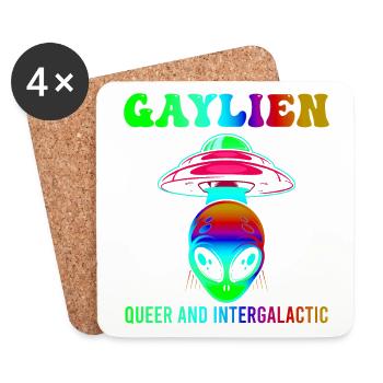 Gender Lesben, Schwule, Trans, Queer Regenbogen - Untersetzer (4er-Set) - Weiß - Vorne