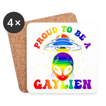 Gender Lesben, Schwule, Trans, Queer Regenbogen - Untersetzer (4er-Set) - Weiß - Vorne