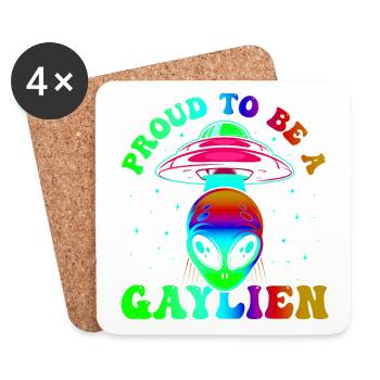 Gender Lesben, Schwule, Trans, Queer Regenbogen - Untersetzer (4er-Set) - Weiß - Vorne