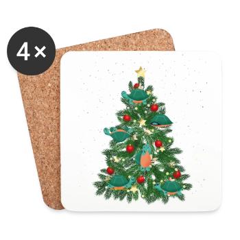 Sea Turtle Tortoise Christmas Tree - Untersetzer (4er-Set) - Weiß - Vorne