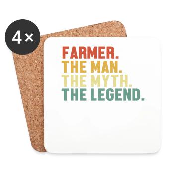Farmer Man Myth Legend Organic Farmer Farmer Agricultural Economist - Coasters (set of 4) - white - Front