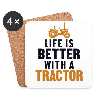 Life is Better with a Tractor Bauer - Coasters (set of 4) - white - Front