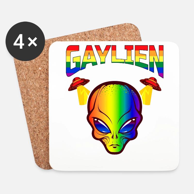 Gender Lesben, Schwule, Trans, Queer Regenbogen - Untersetzer (4er-Set) - Weiß