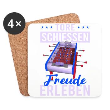 Tischfussball Geschenk Fans Wuzler Tischfussball - Untersetzer (4er-Set) - Weiß - Vorne