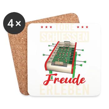 Tischfussball Geschenk Fans Wuzler Tischfussball - Untersetzer (4er-Set) - Weiß - Vorne