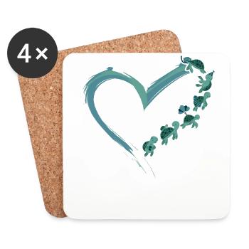 Sea Turtle Tortoise Heart - Untersetzer (4er-Set) - Weiß - Vorne