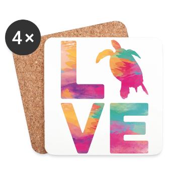 Sea Turtle Tortoise Love - Untersetzer (4er-Set) - Weiß - Vorne