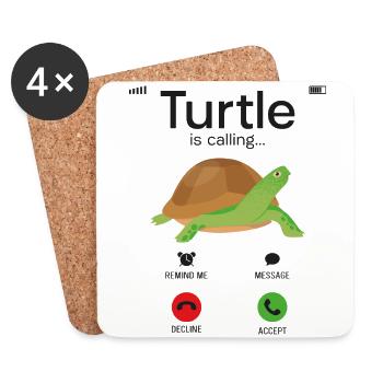 Sea Turtle Tortoise Phone Display - Untersetzer (4er-Set) - Weiß - Vorne