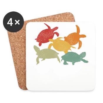 Sea Turtle Tortoise Retro Vintage - Untersetzer (4er-Set) - Weiß - Vorne