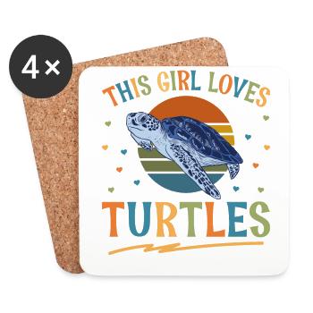 Sea Turtle Tortoise Retro Vintage - Untersetzer (4er-Set) - Weiß - Vorne