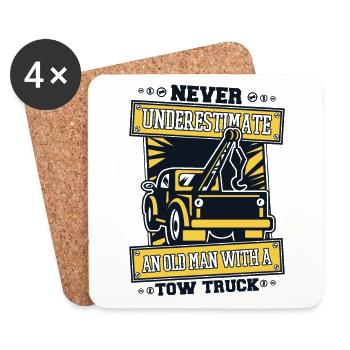Never Underestimate An Old Man With Tow Truck - Untersetzer (4er-Set) - Weiß - Vorne