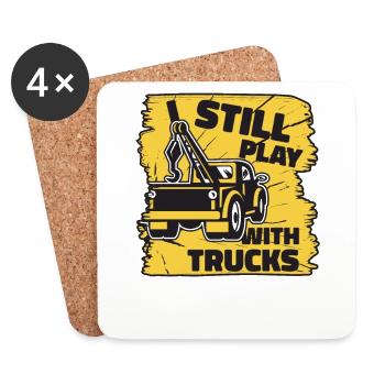 I Still Play With Trucks Abschlepper Fahrer - Untersetzer (4er-Set) - Weiß - Vorne