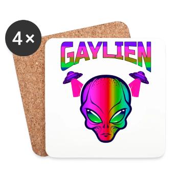 Gender Lesben, Schwule, Trans, Queer Regenbogen - Untersetzer (4er-Set) - Weiß - Vorne