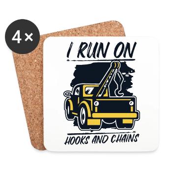 I Run On Hooks And Chains Abschlepper Fahrer - Untersetzer (4er-Set) - Weiß - Vorne