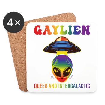 Gender Lesben, Schwule, Trans, Queer Regenbogen - Untersetzer (4er-Set) - Weiß - Vorne