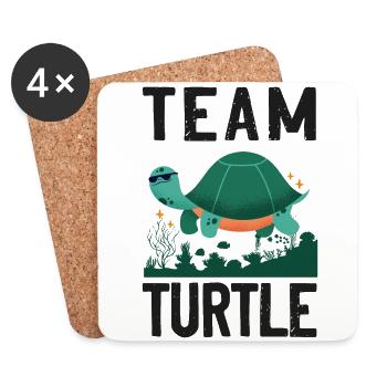 Sea Turtle Tortoise Team Turtle - Coasters (set of 4) - white - Front