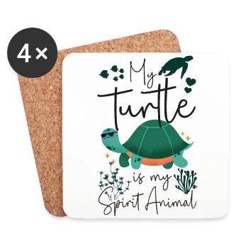 Sea Turtle Tortoise My Turtle Is - Coasters (set of 4) - white - Front