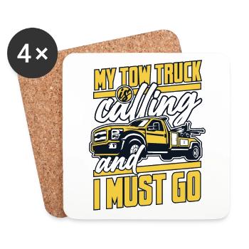 My Tow Truck Is Calling Tow Truck Driver - Coasters (set of 4) - white - Front