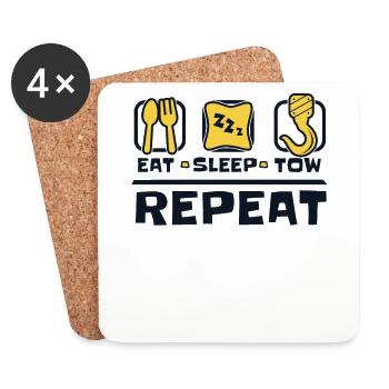 Eat Sleep Tow Repeat Abschleppdienst Fahrer - Untersetzer (4er-Set) - Weiß - Vorne
