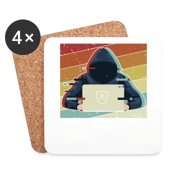 Retro Sniffer Ingénierie sociale Phishing Gris - Dessous de verre (lot de 4) - blanc - Devant