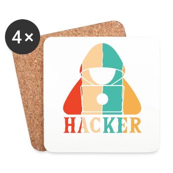 Retro Sniffer Social Engineering Phishing Gris - Dessous de verre (lot de 4) - blanc - Devant