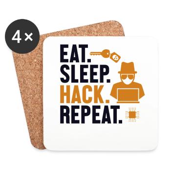 Manger Sleep Hack Répéter l’hameçonnage d’ingénierie sociale - Dessous de verre (lot de 4) - blanc - Devant