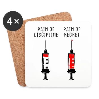 Pain Of Discipline Regret Discipline Fitness Success - Coasters (set of 4) - white - Front