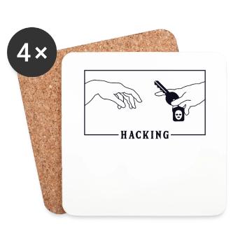 Michelangelo Creation of Adam Hacking Sniffer - Untersetzer (4er-Set) - Weiß - Vorne