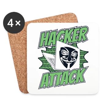 Attaque de hacker Social Engineering Phishing Sniffer - Dessous de verre (lot de 4) - blanc - Devant