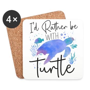 Sea Turtle Tortoise Watercolor I'd - Untersetzer (4er-Set) - Weiß - Vorne