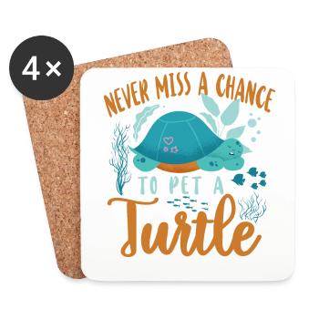Sea Turtle Tortoise Never Miss A - Coasters (set of 4) - white - Front