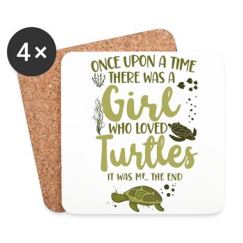 Tortue de mer Tortue Il était une fois - Dessous de verre (lot de 4) - blanc - Devant