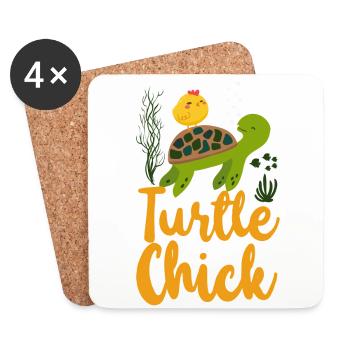 Sea Turtle Tortoise Chicken Turtle - Untersetzer (4er-Set) - Weiß - Vorne