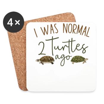 Sea Turtle Tortoise I Was Normal 2 - Coasters (set of 4) - white - Front