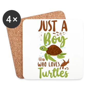 Sea Turtle Tortoise Just A Boy Who - Untersetzer (4er-Set) - Weiß - Vorne