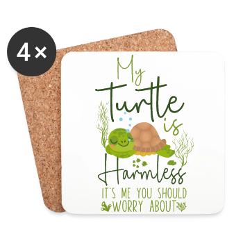 Sea Turtle Tortoise My Turtle Is - Coasters (set of 4) - white - Front