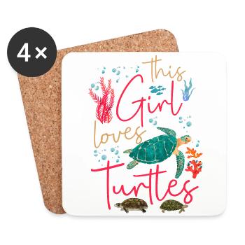 Sea Turtle Tortoise This Girl - Untersetzer (4er-Set) - Weiß - Vorne