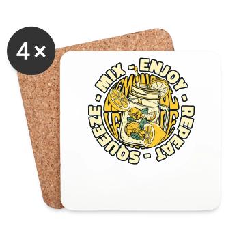Squeeze Mix Enjoy Repeat Lemonade Lovers - Coasters (set of 4) - white - Front