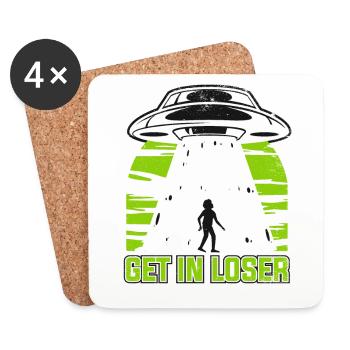 Get In Loser Conspiracy Außerirdischer Ufo Alien - Coasters (set of 4) - white - Front