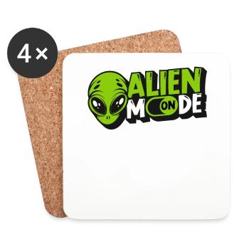 Alien Mode On Außerirdischer Ufo Conspiracy Alien - Coasters (set of 4) - white - Front