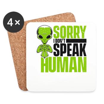 Désolé je ne parle pas humain Außerirdischer extraterrestre OVNI - Dessous de verre (lot de 4) - blanc - Devant