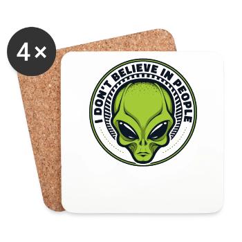 Je ne crois pas aux gens Ufo Conspiracy Alien - Dessous de verre (lot de 4) - blanc - Devant