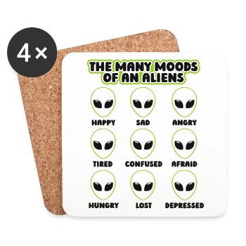 Les nombreuses humeurs d’un OVNI extraterrestre extraterrestre - Dessous de verre (lot de 4) - blanc - Devant