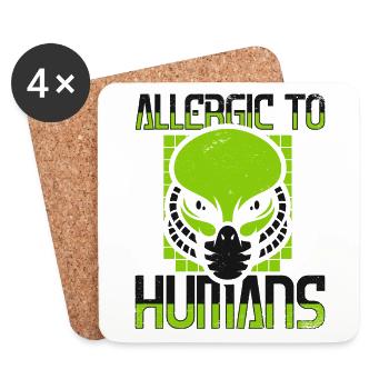 Allergique aux humains Ufo Conspiration Extraterrestre - Dessous de verre (lot de 4) - blanc - Devant