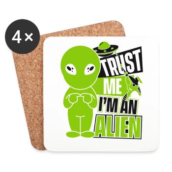 Croyez-moi, je suis une conspiration extraterrestre d’ovnis - Dessous de verre (lot de 4) - blanc - Devant