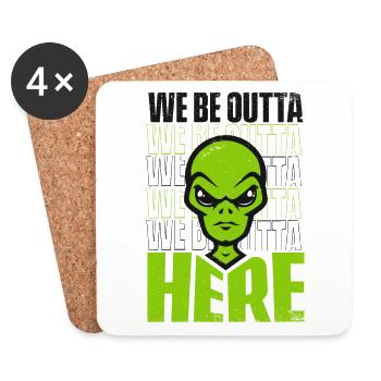 Nous sommes ici Conspiration extraterrestre OVNI - Dessous de verre (lot de 4) - blanc - Devant